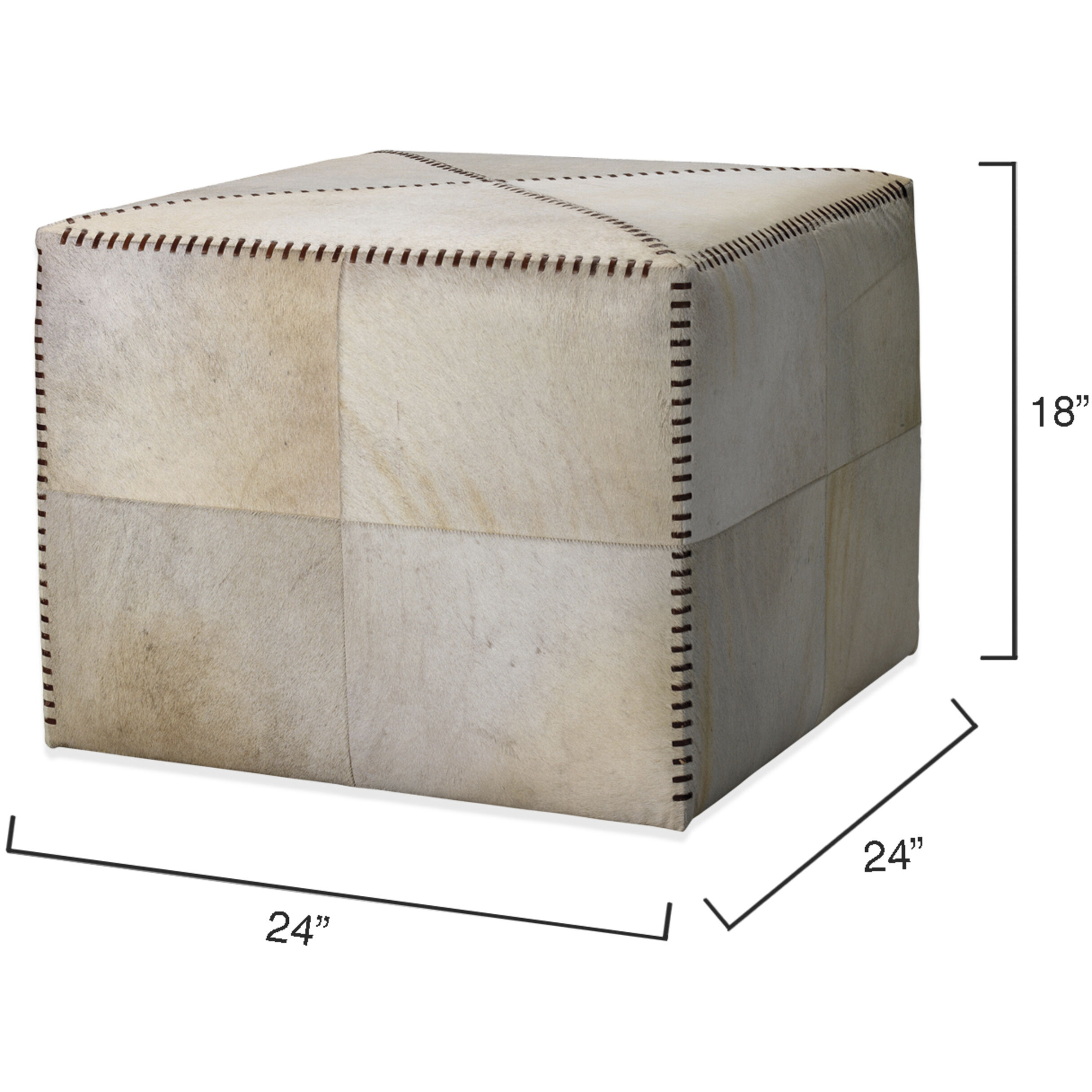 Leather and Hide 18 inch White Hide Ottoman