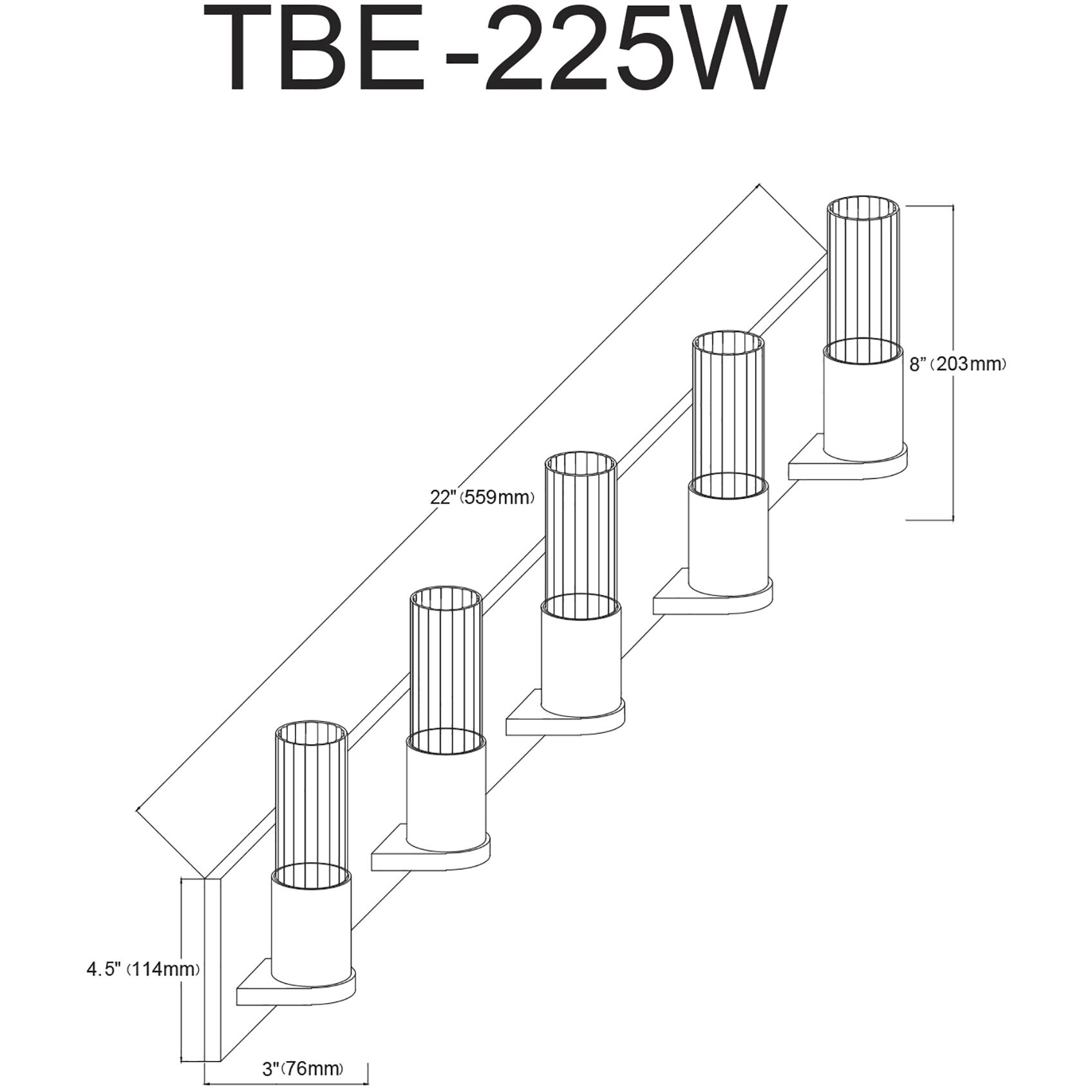 Tube 5 Light 22 inch Polished Chrome Vanity Light Wall Light