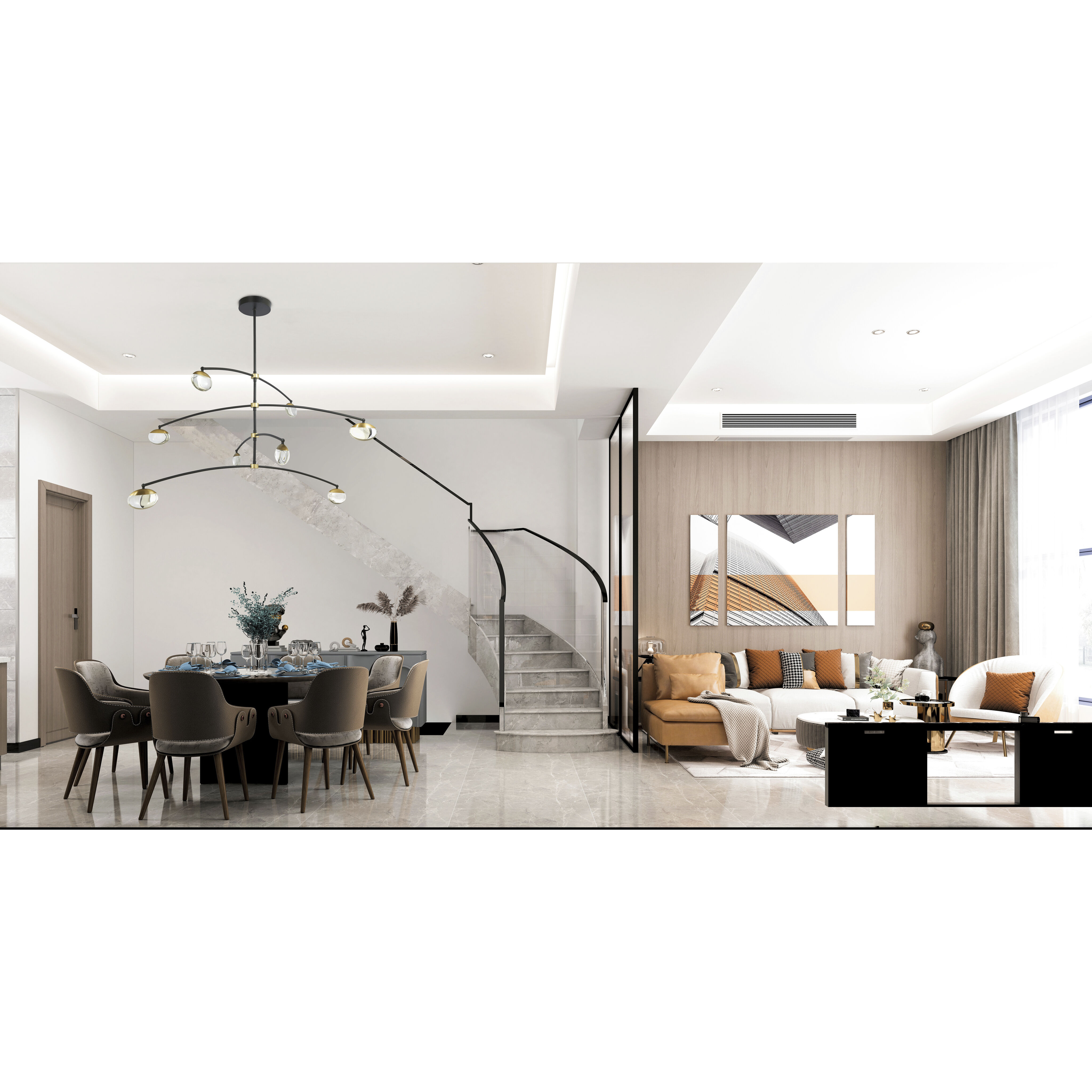 Athena LED 43.5 inch Matte Black and Brushed Brass Pendant Ceiling Light