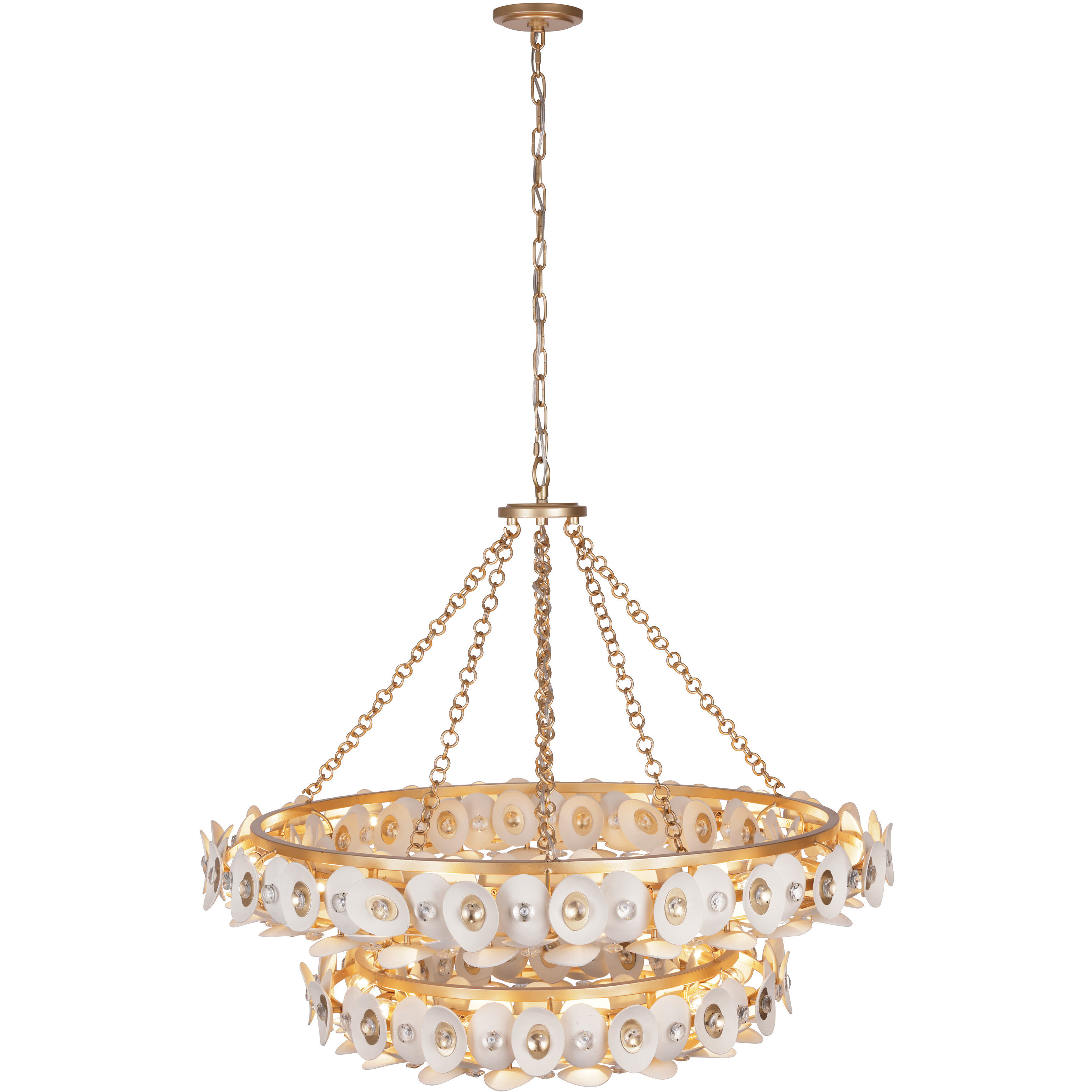 Niu 22 Light 39 inch Coconut Shell Gold / Coconut Shell White Chandelier Ceiling Light