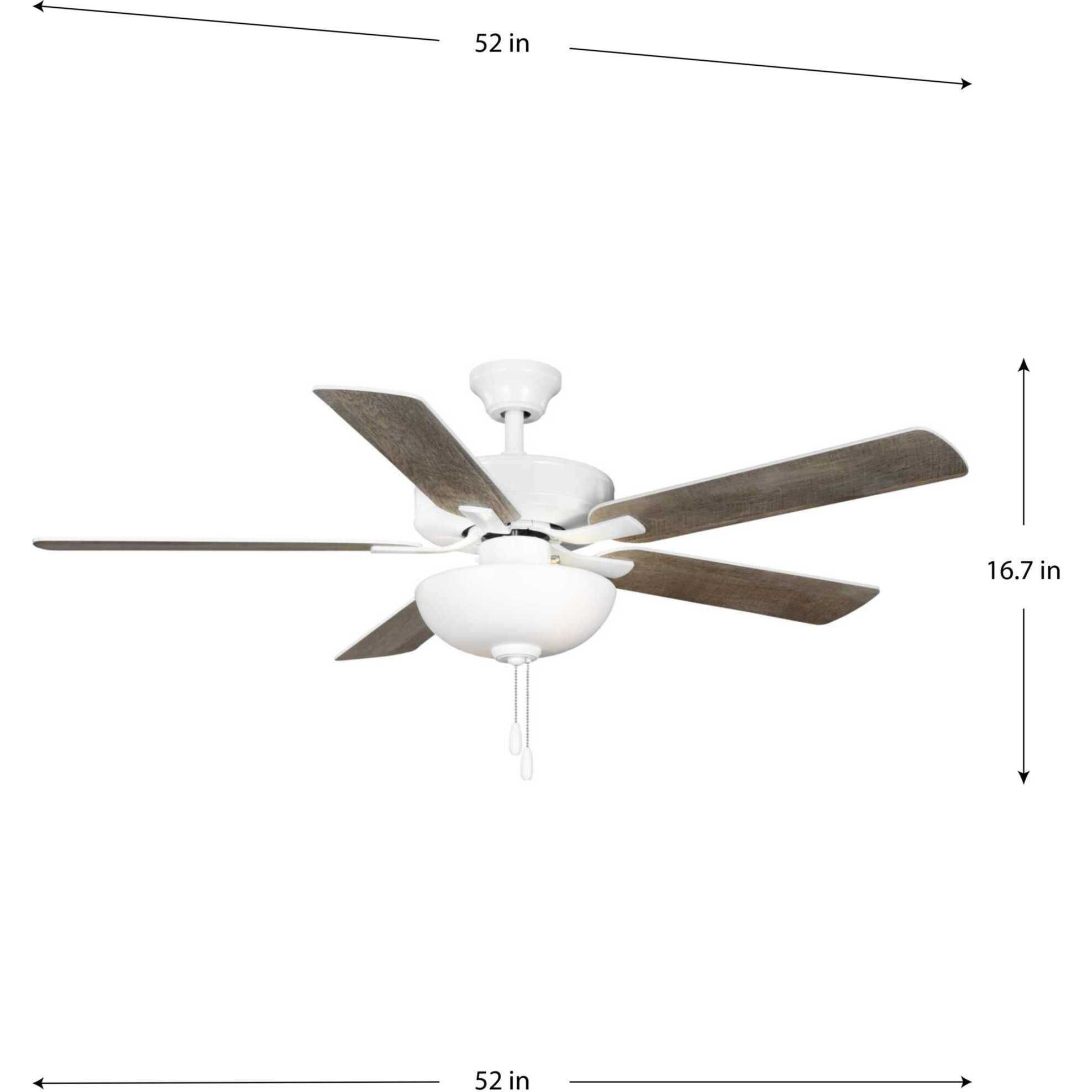 AirPro 52 inch White with White/Antique Wood Blades Ceiling Fan