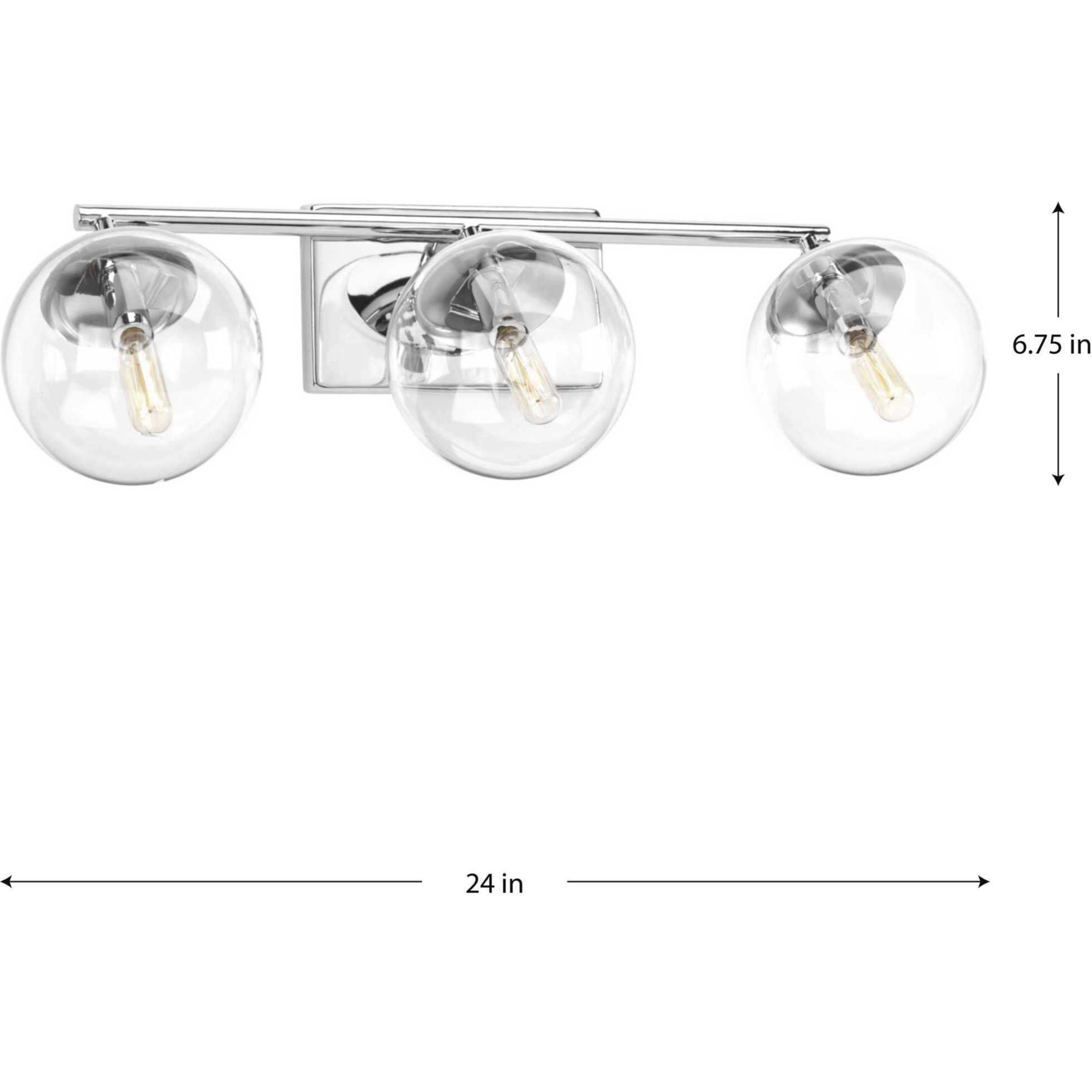 Mod 3 Light 24 inch Polished Chrome Bath Vanity Wall Light, Design Series