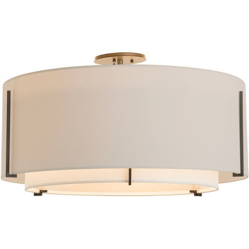 Exos 3 Light 29.3 inch Dark Smoke Semi-Flush Ceiling Light in Natural Anna/Flax, Large