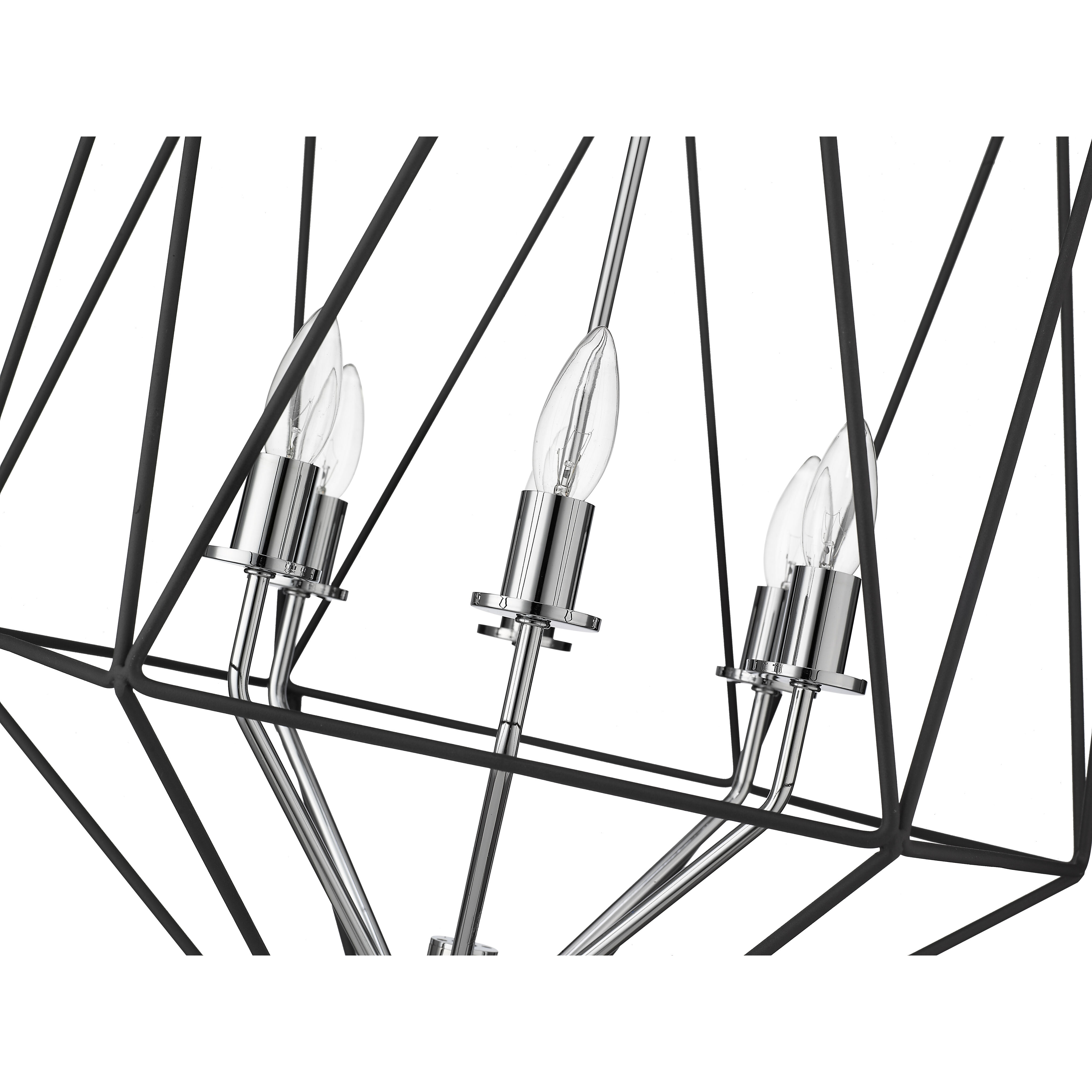 Geo 6 Light 21.5 inch Matte Black and Chrome Chandelier Ceiling Light