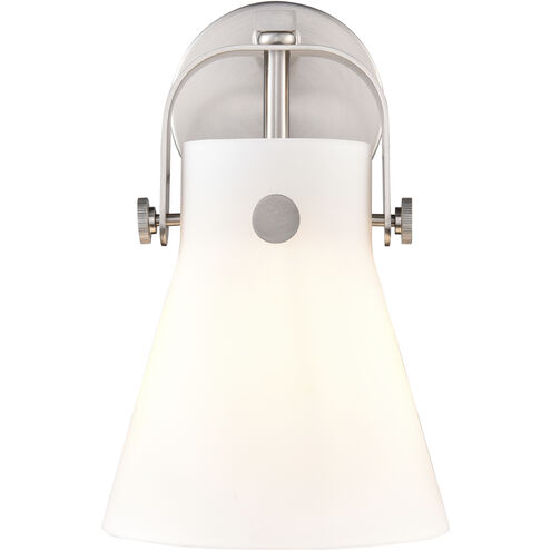 Pilaster II Cone 1 Light 6.5 inch Satin Nickel Sconce Wall Light in Matte White Glass