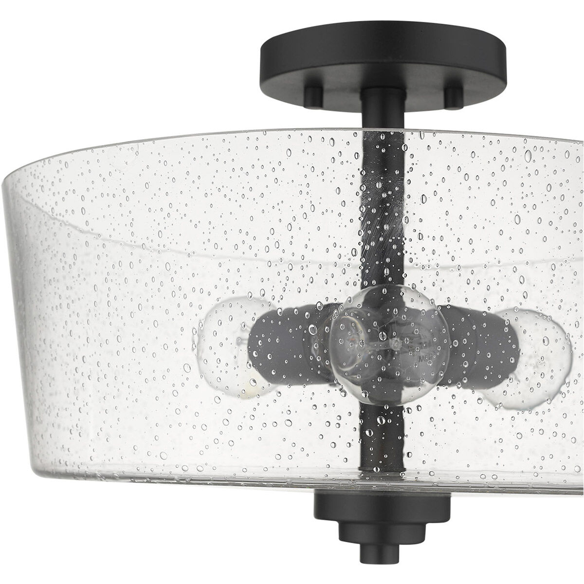Rowe 3 Light 15 inch Matte Black Semi-Flush Mount Ceiling Light