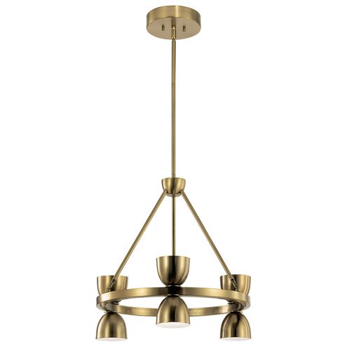 Baland LED 22 inch Brushed Natural Brass Chandelier Ceiling Light, 1 Tier Small