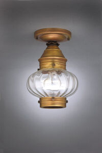 Cageless Onion 1 Light 7 inch Antique Brass Flush Mount Ceiling Light in Optic Glass