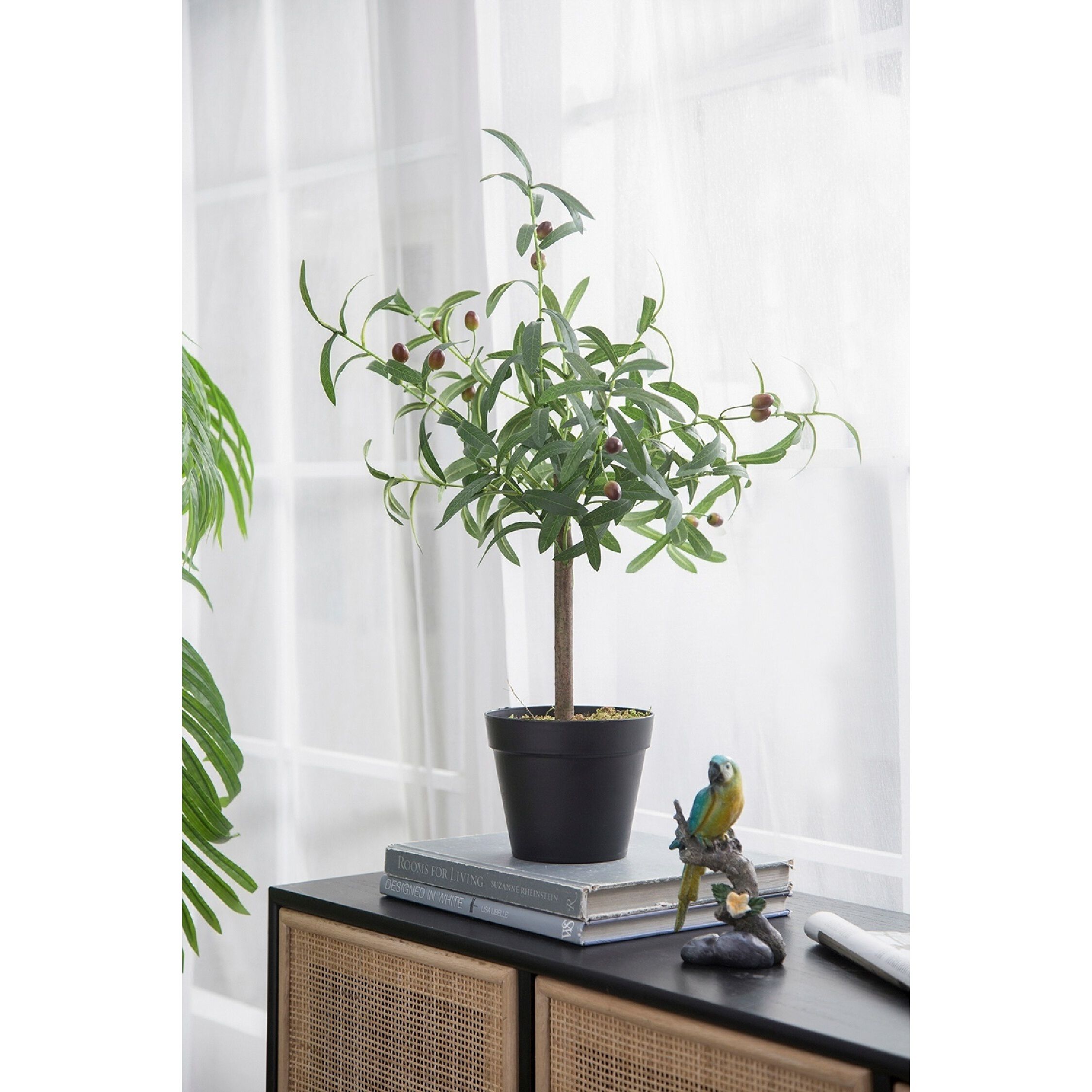 Olive Tree Green and Black Faux Plant