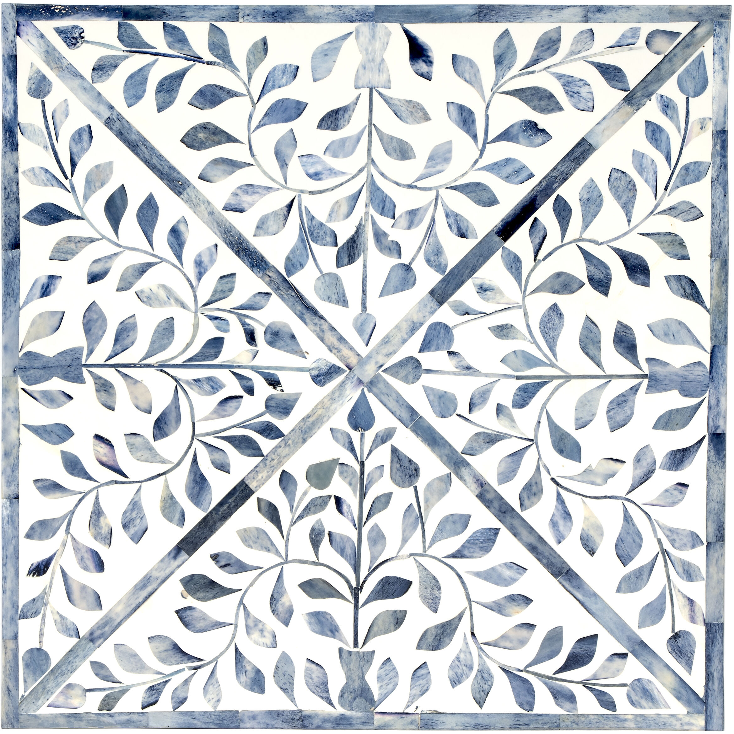 Trubadur Bone Inlay Side Table in Sky Blue and White