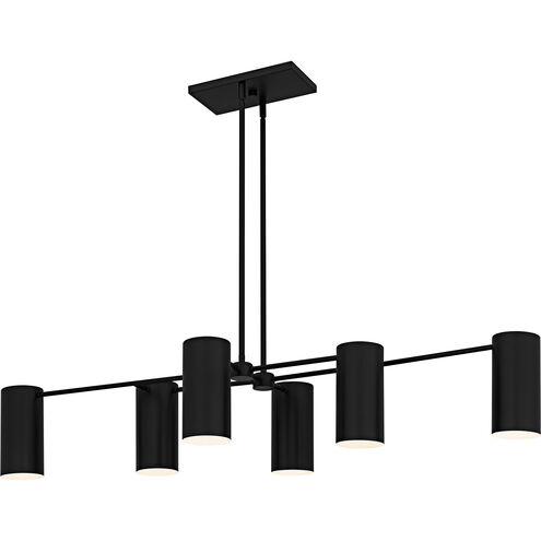 Foreland 6 Light 50 inch Matte Black Linear Chandelier Ceiling Light, Large