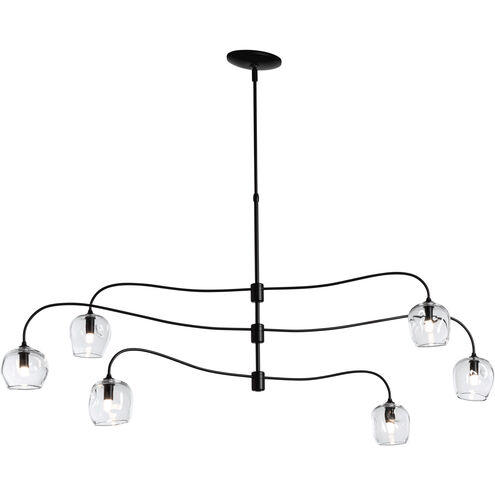 Ume 6 Light 22 inch Black Pendant Ceiling Light in Thumbprint Clear, Large