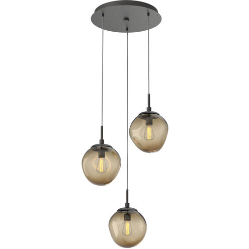 Aster Incandescent 3 Light Graphite Chandelier Ceiling Light, Round Multi-Port
