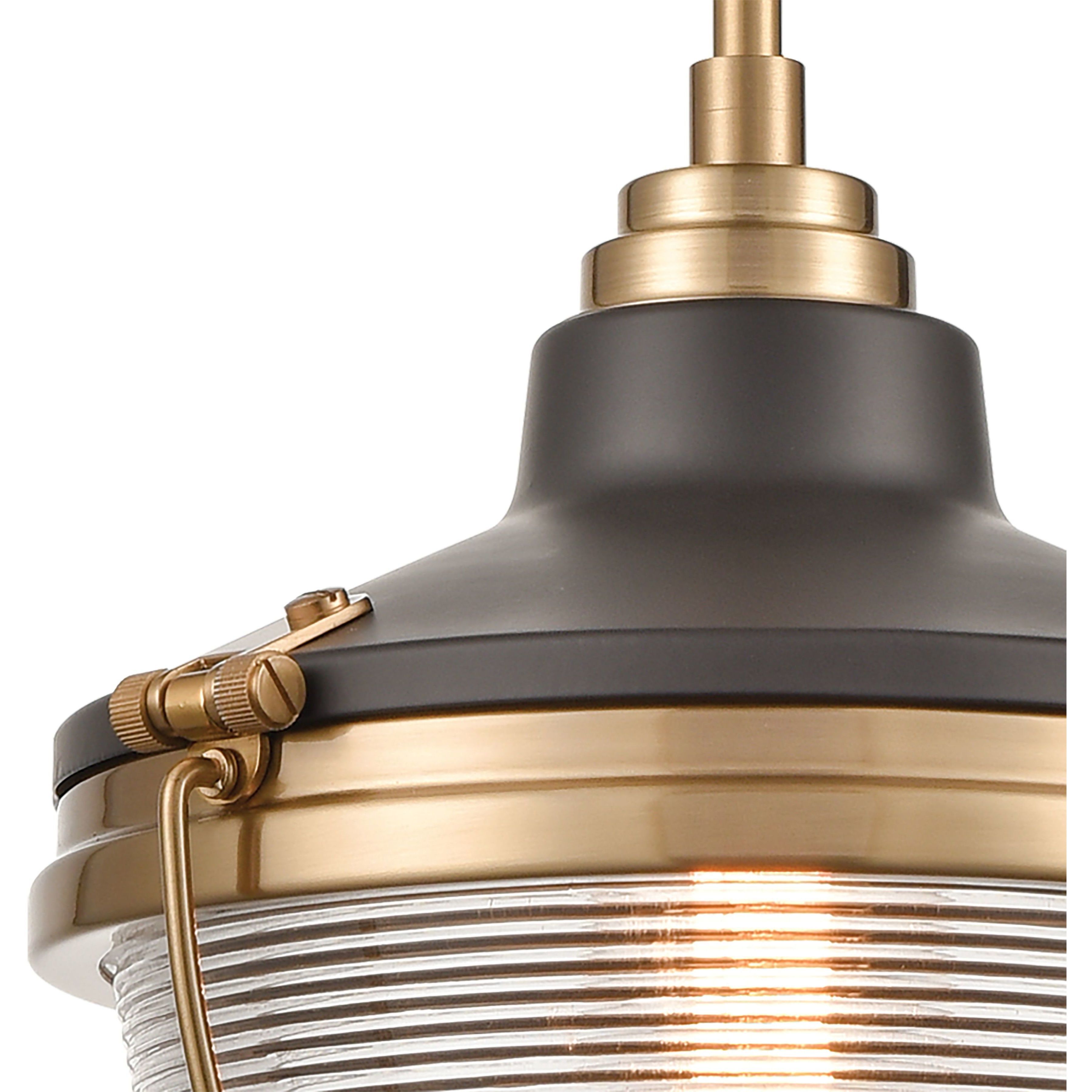 Seaway Passage 1 Light 10 inch Oil Rubbed Bronze with Satin Brass Mini Pendant Ceiling Light