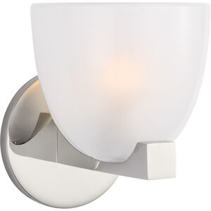 AERIN Carola LED 6 inch Polished Nickel Single Bath Sconce Wall Light in Frosted Glass