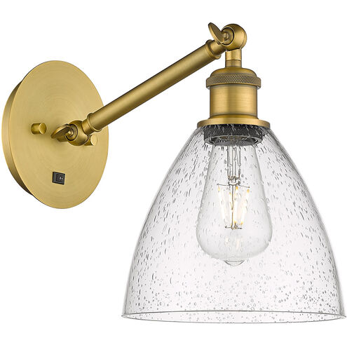 Ballston Dome LED 8 inch Brushed Brass Sconce Wall Light in Seedy Glass