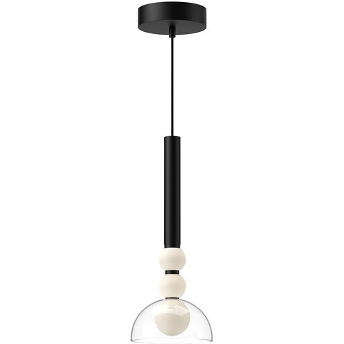 Rise LED 6 inch Black Pendant Ceiling Light in Black and Clear