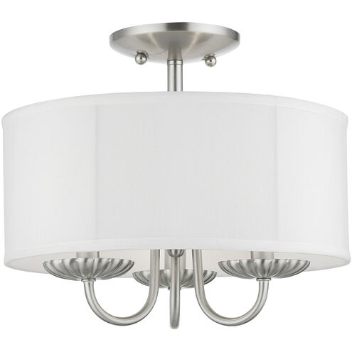 Brookdale 3 Light 13 inch Brushed Nickel Semi-Flush Mount Ceiling Light