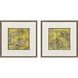 Saffron Wallflowers Green and Brown and Metallic and Yellow Framed Art