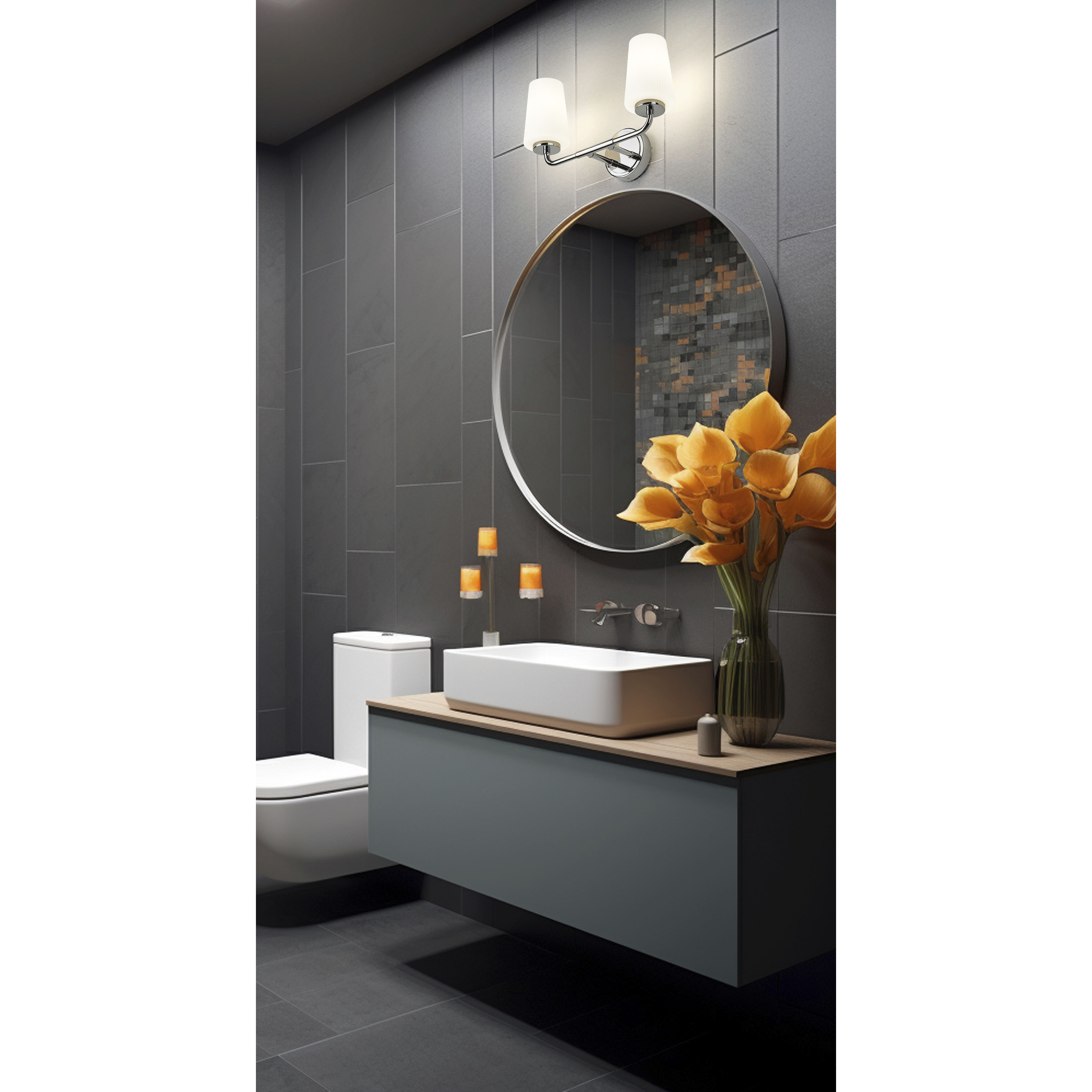 Montford 2 Light 16 inch Chrome Bath Vanity Light Wall Light