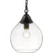 Ariella Pendant Ceiling Light in Matte Black, Clear Hammered, Small