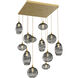 Misto 12 Light Gilded Brass Chandelier Ceiling Light, Square Multi-Port