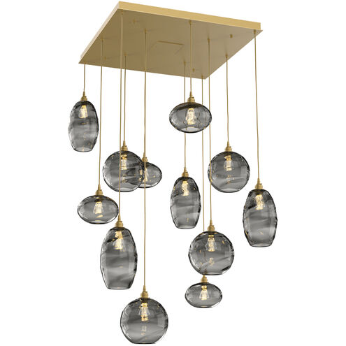 Misto 12 Light Gilded Brass Chandelier Ceiling Light, Square Multi-Port