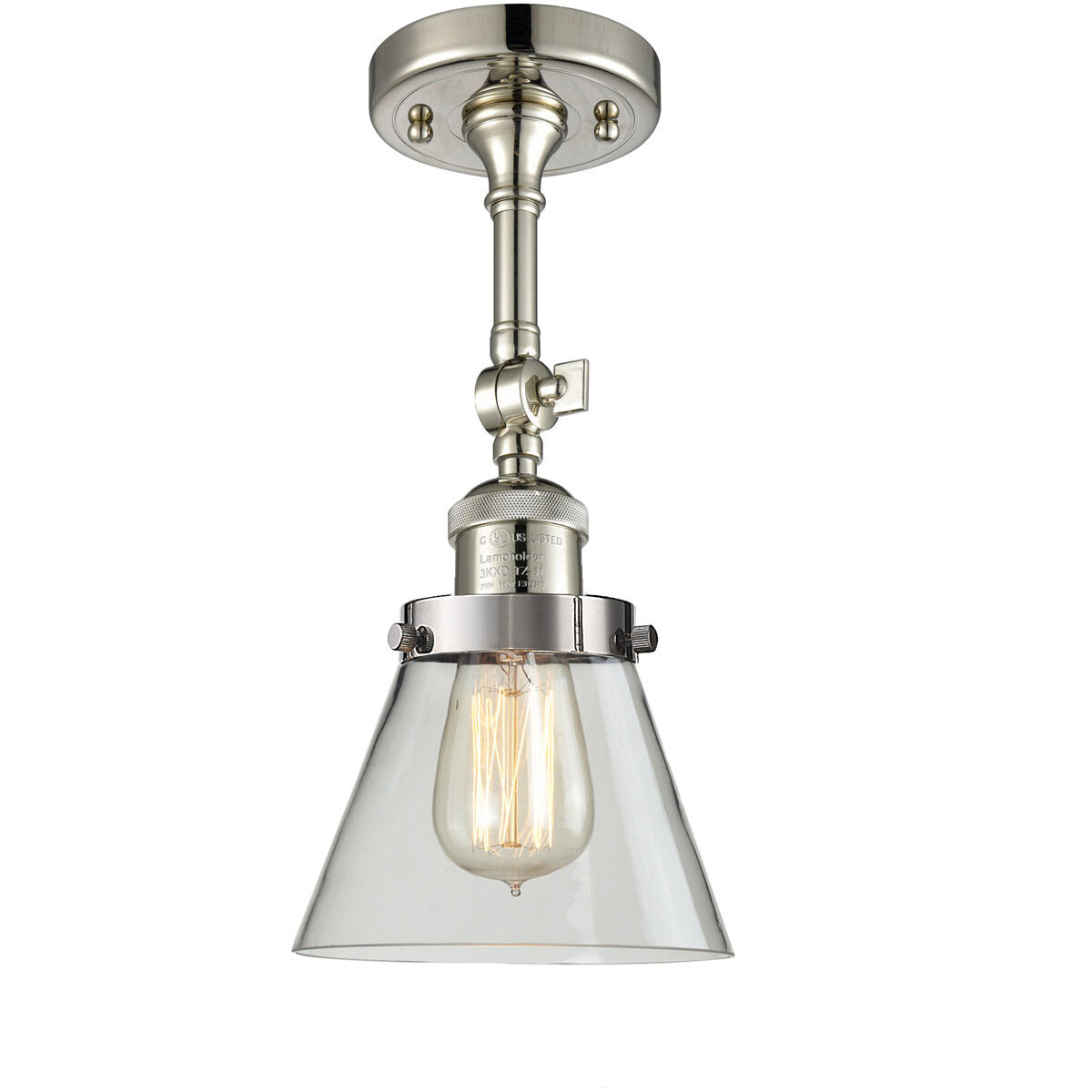 Franklin Restoration Small Cone 1 Light 6 inch Polished Nickel Sconce Wall Light in Clear Glass, Franklin Restoration