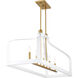 Sheffield 5 Light 46 inch White with Warm Brass Accents Linear Chandelier Ceiling Light in White/Warm Brass