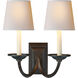 Chapman & Myers Flemish 2 Light 12.5 inch Aged Iron Double Sconce Wall Light in Natural Paper