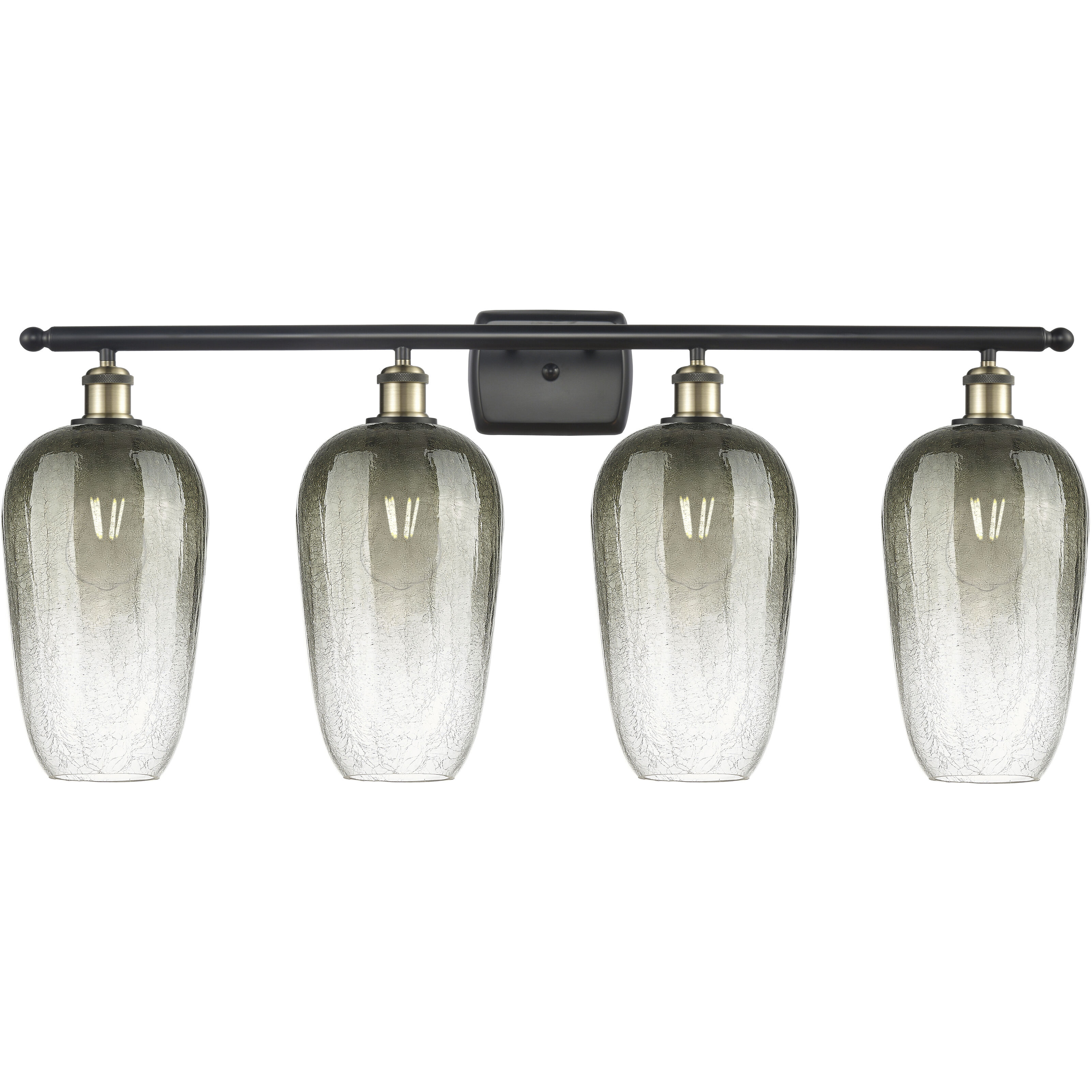 Ballston Brookhaven Flute 4 Light 37 inch Black Antique Brass Bath Vanity Light Wall Light in Slate Glass