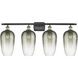 Ballston Brookhaven Flute 4 Light 37 inch Black Antique Brass Bath Vanity Light Wall Light in Slate Glass