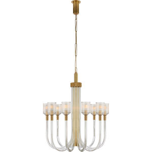 Kelly Wearstler Reverie 10 Light 30 inch Clear Ribbed Glass and Brass Single Tier Chandelier Ceiling Light in Clear Glass and Brass, Medium