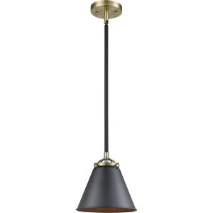 Nouveau Appalachian 1 Light 8 inch Black Antique Brass Mini Pendant Ceiling Light in Matte Black, Nouveau