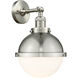 Franklin Restoration Hampden LED 9 inch Brushed Satin Nickel Sconce Wall Light in Matte White Glass