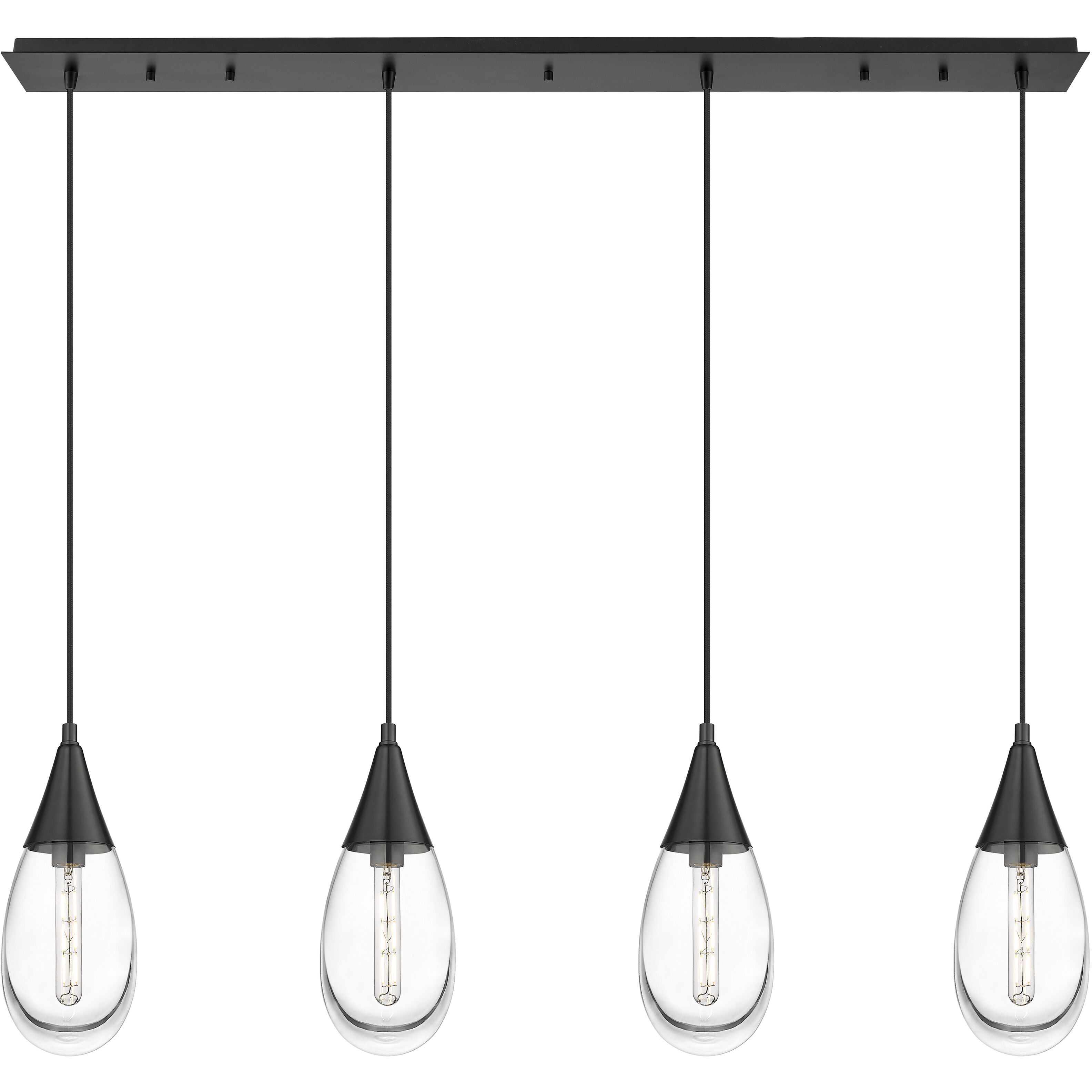 Malone 4 Light 49.75 inch Matte Black Linear Pendant Ceiling Light in Clear Glass