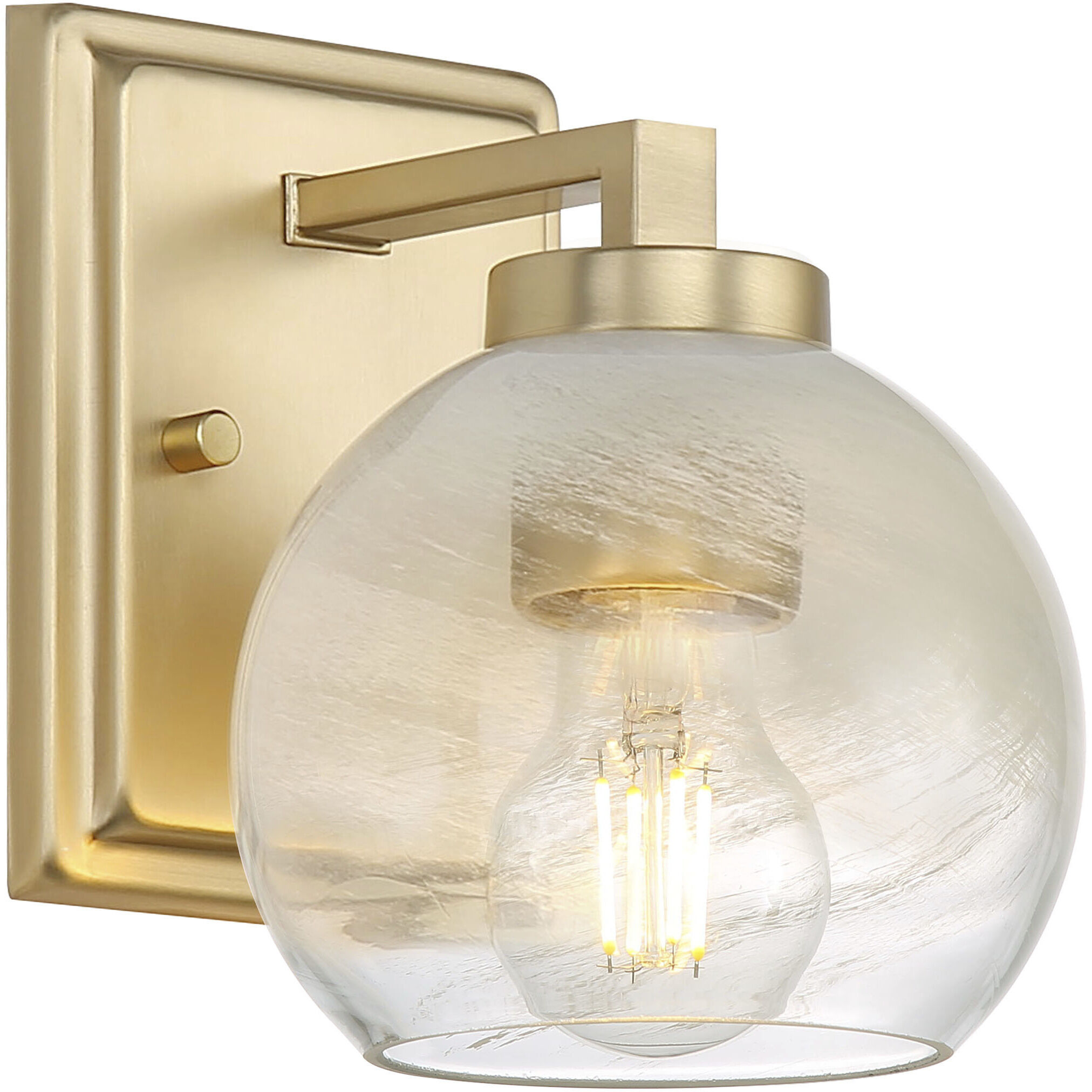 Yep Elliott Vanity Wall Light in Brushed Champagne Brass, Ribbed