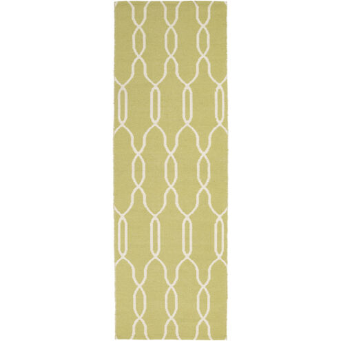 Juniper 96 X 30 inch Grass Green, White Rug