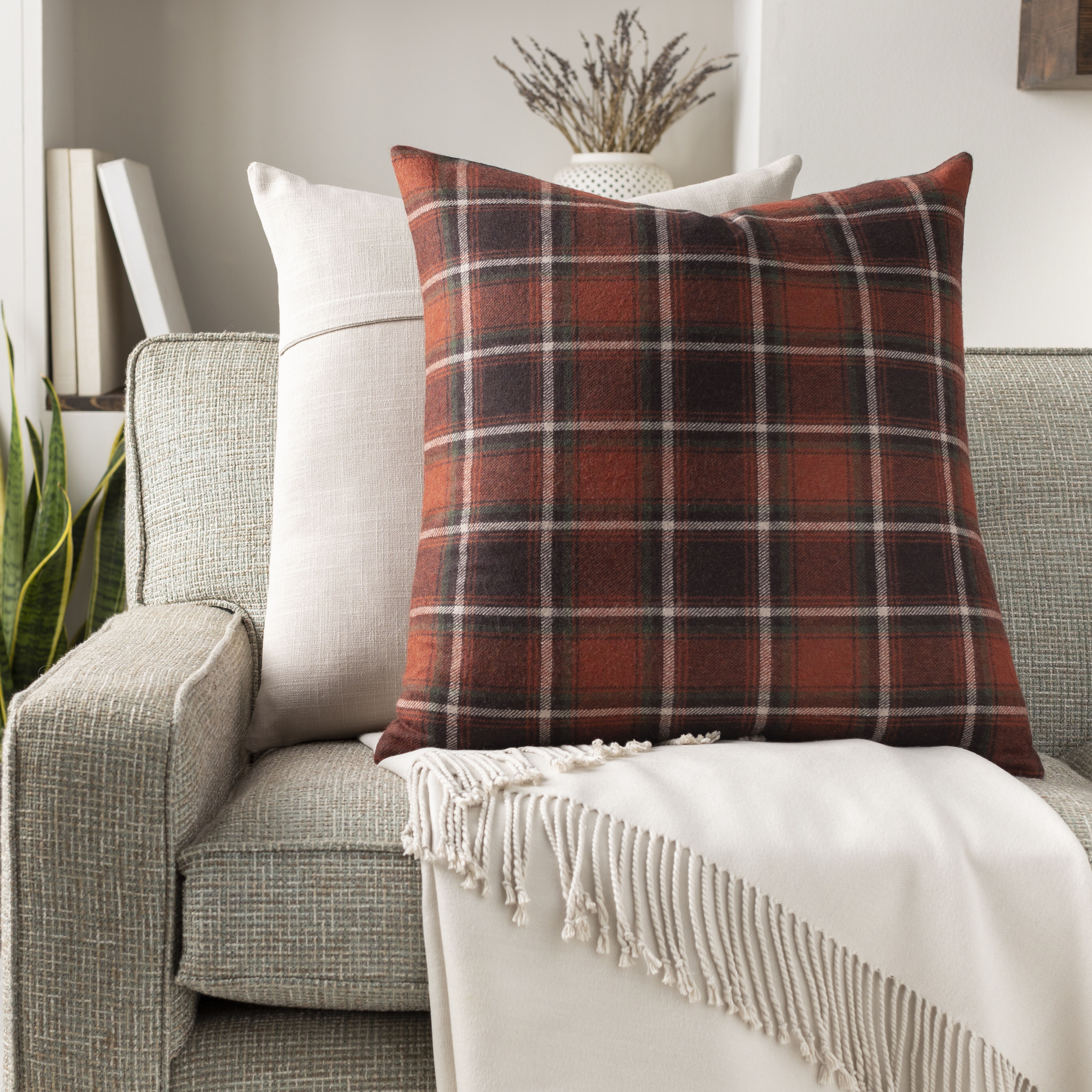 Brenley 18 X 18 inch Dark Red/Ivory/Dark Brown/Dark Green Pillow Kit, Square