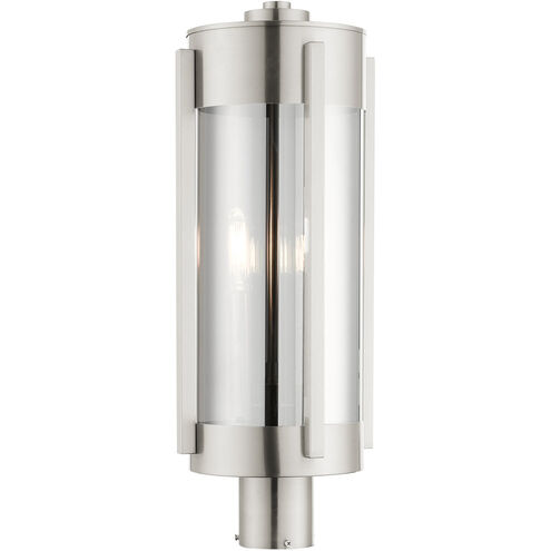 Sheridan 3 Light 22 inch Brushed Nickel Outdoor Post Top Lantern