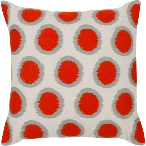 Ikat Dots 22 inch Cream, Bright Orange, Medium Gray Pillow Kit