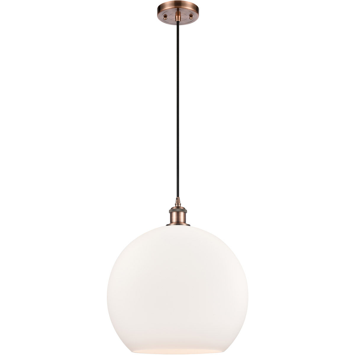 Ballston Athens 1 Light 14 inch Antique Copper Pendant Ceiling Light in Matte White Glass