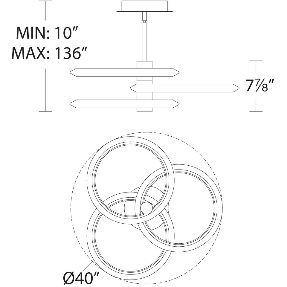 Solaris LED 40 inch Aged Brass Pendant Ceiling Light, dweLED
