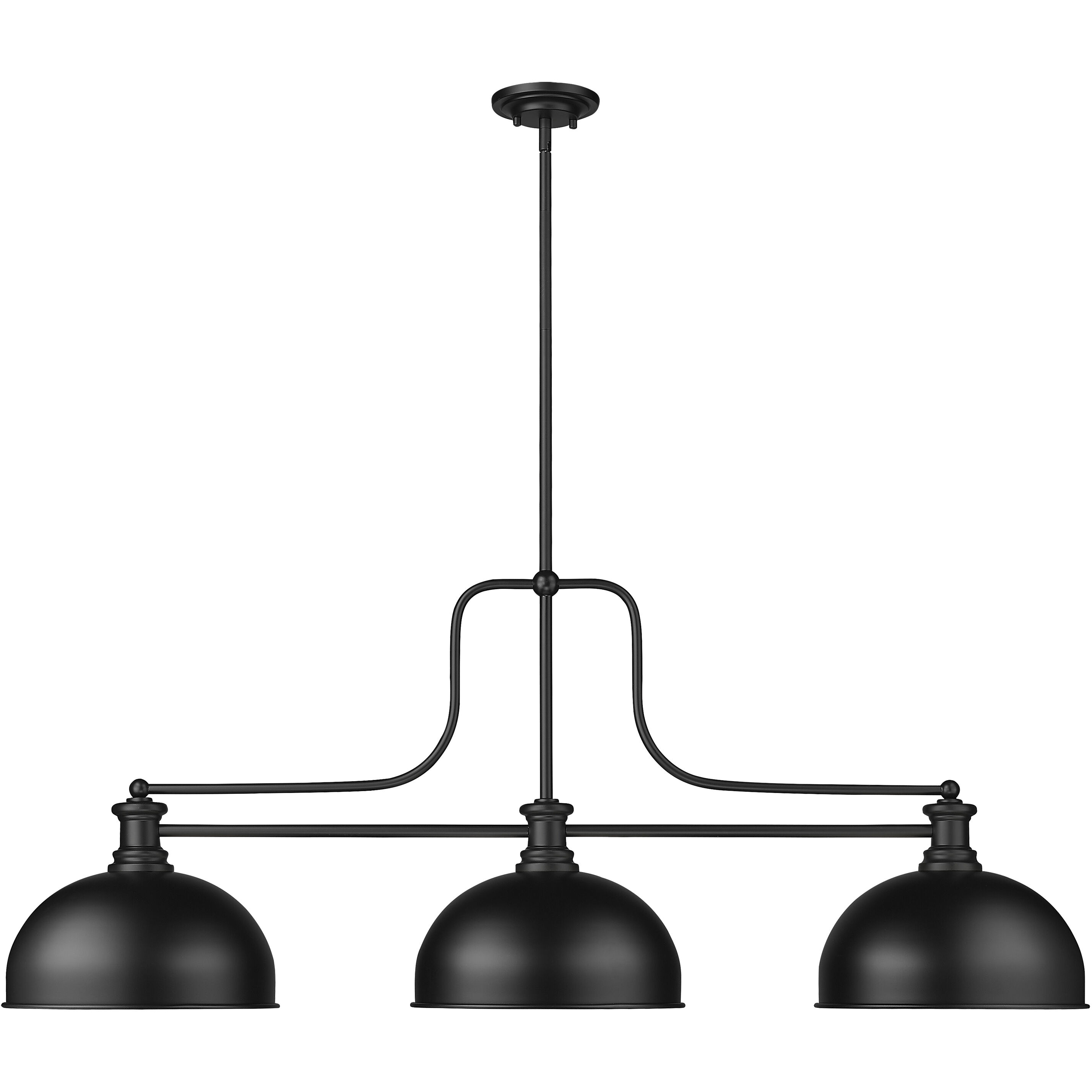 Melange 3 Light 52 inch Matte Black Billiard Ceiling Light in Matte Opal Glass