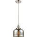 Ballston Bell LED 8 inch Brushed Satin Nickel Mini Pendant Ceiling Light, Large Bell