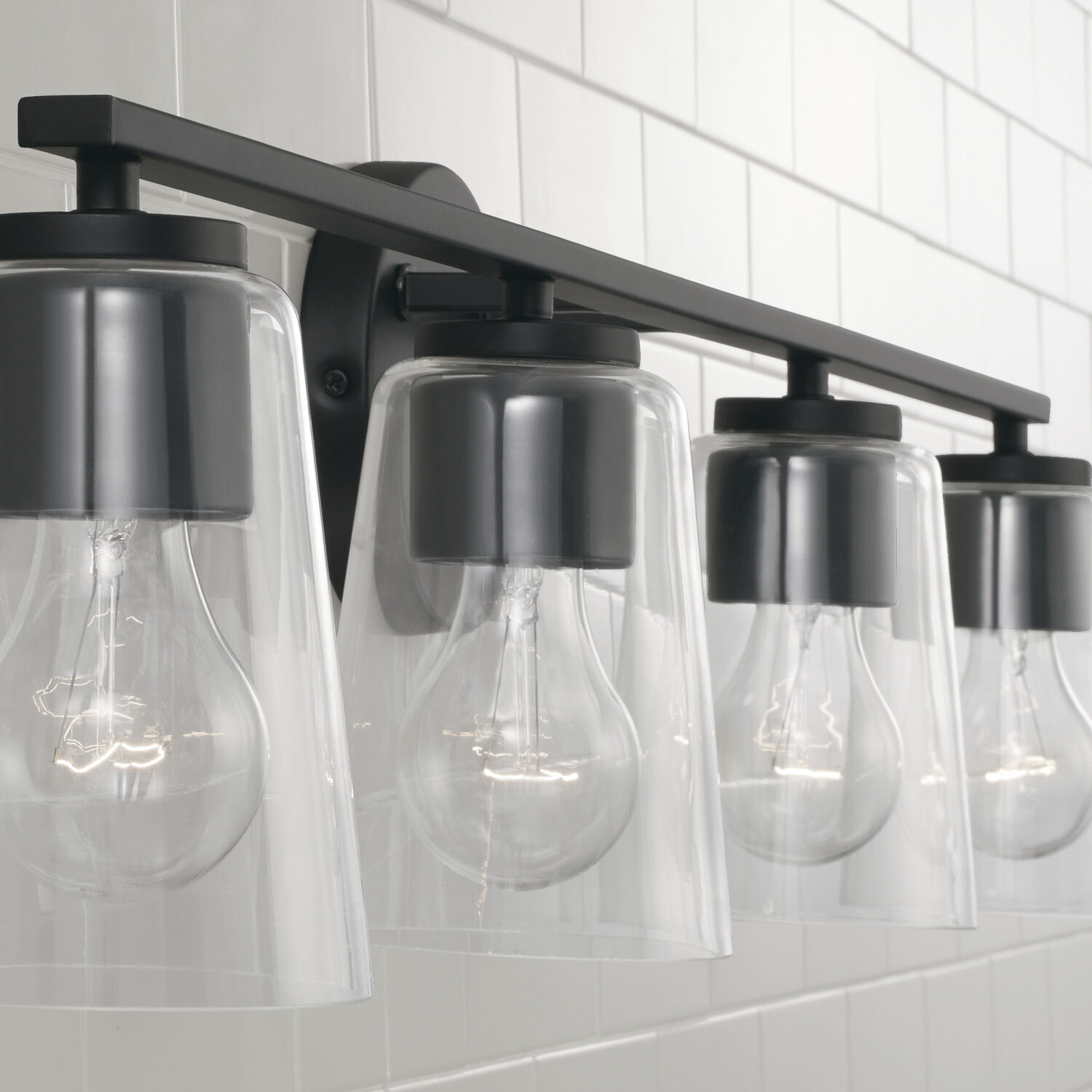 Portman 4 Light 35.25 inch Matte Black Vanity Light Wall Light