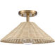 Rydell 1 Light 14 inch Brushed Gold with Natural Semi Flush Mount Ceiling Light