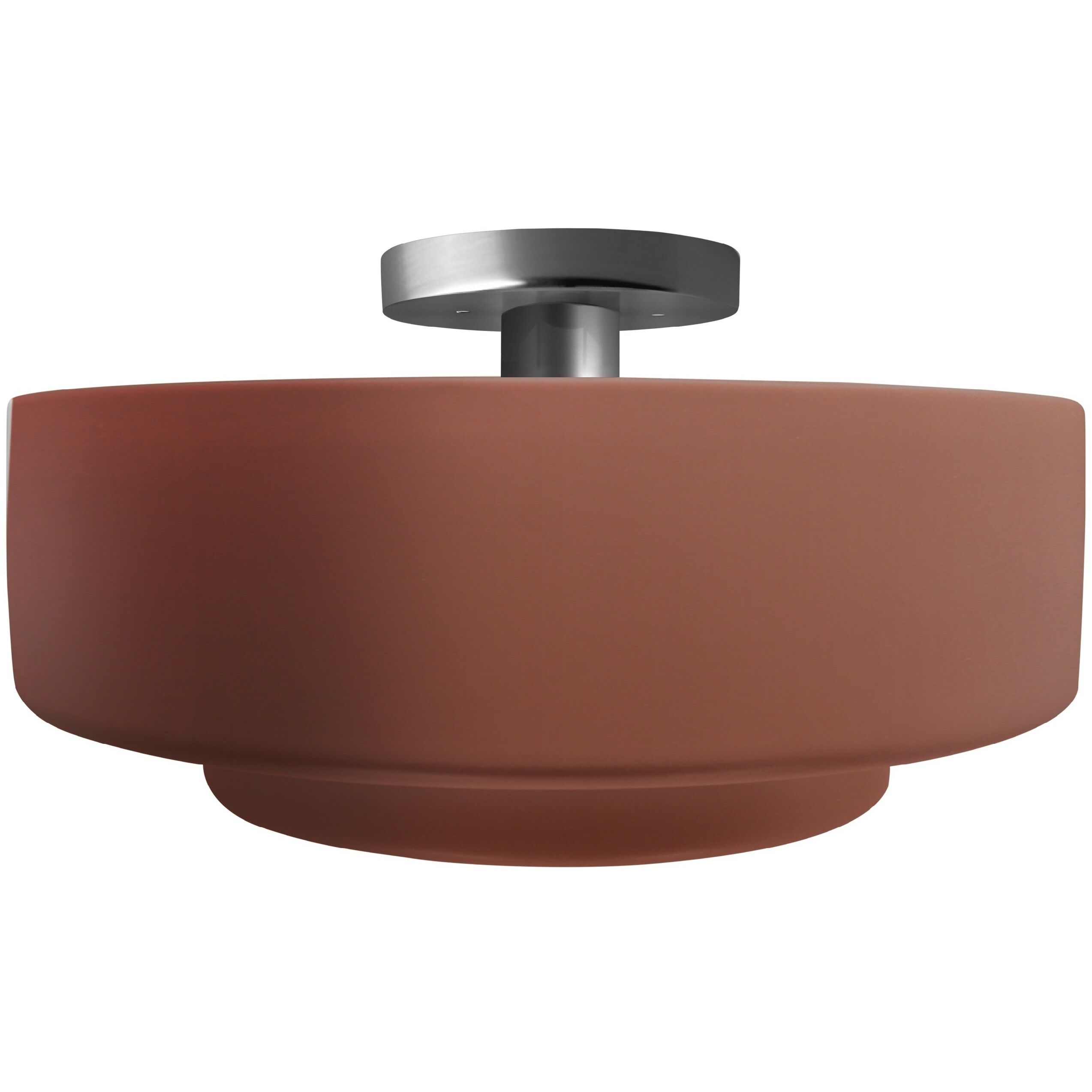 Radiance Collection - Tier 1 Light 14.5 inch Canyon Clay and Brushed Nickel Semi-Flush Ceiling Light in Replaceable Bulb, 14.5W x 7.25H, Form+Finish+Function