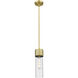 Bolivar 1 Light 4 inch Brushed Brass Pendant Ceiling Light in Clear Glass