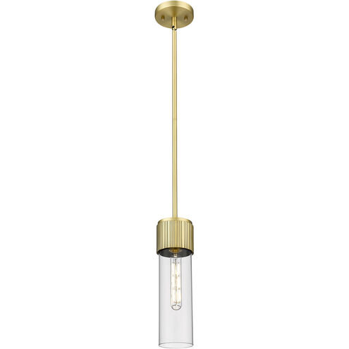 Bolivar 1 Light 4 inch Brushed Brass Pendant Ceiling Light in Clear Glass